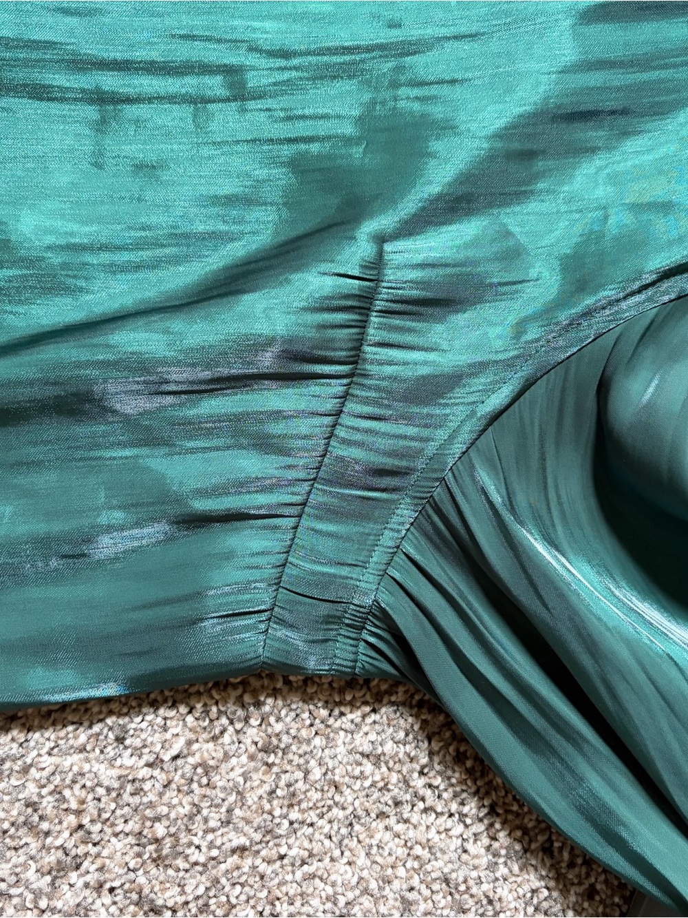 Button-Front Satin Blouse in Teal - Picture 11 of 13